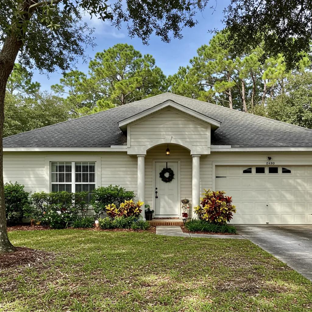 Florida home with lush greenery and well-maintained landscaping, representing affordable homeowners insurance options.
