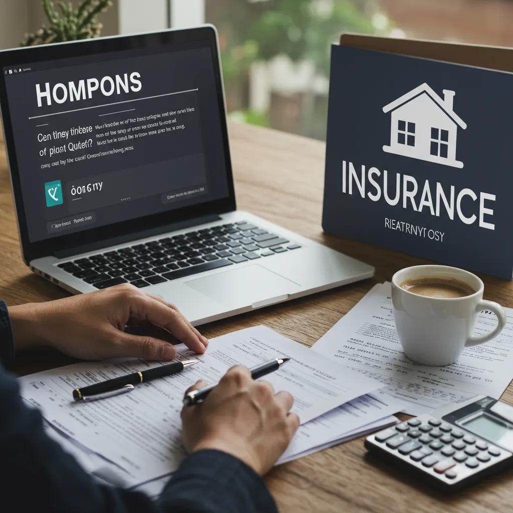 Person comparing homeowners insurance quotes at a desk with a laptop, papers, coffee cup, and calculator, emphasizing practical strategies for finding affordable Florida home insurance.