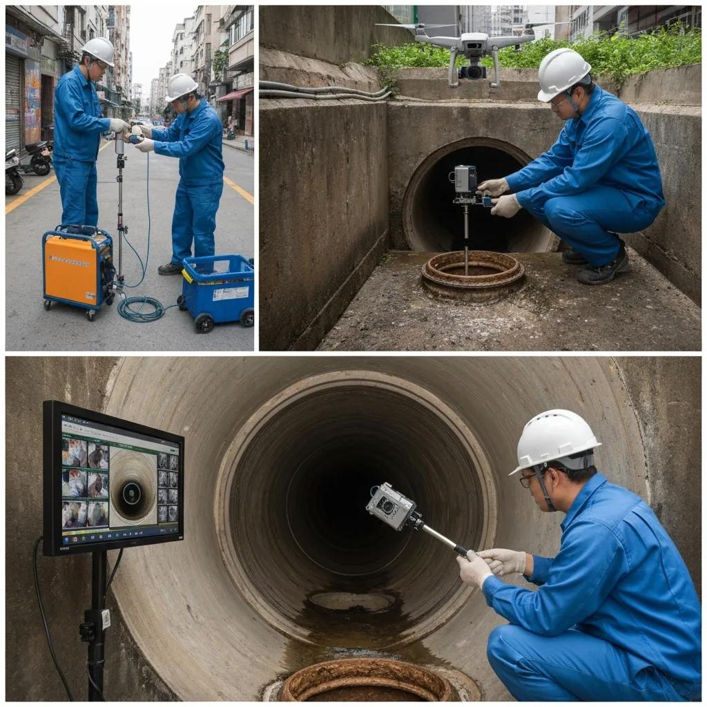 Technician performing a professional pipe inspection with camera equipment during a home purchase