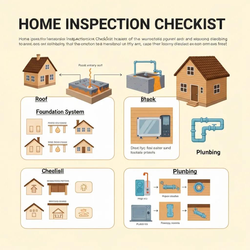 Visual representation of a home inspection checklist highlighting key areas inspected
