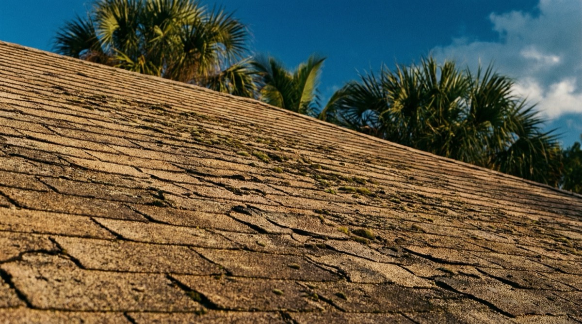 Aged shingle roof on Florida home showing normal wear