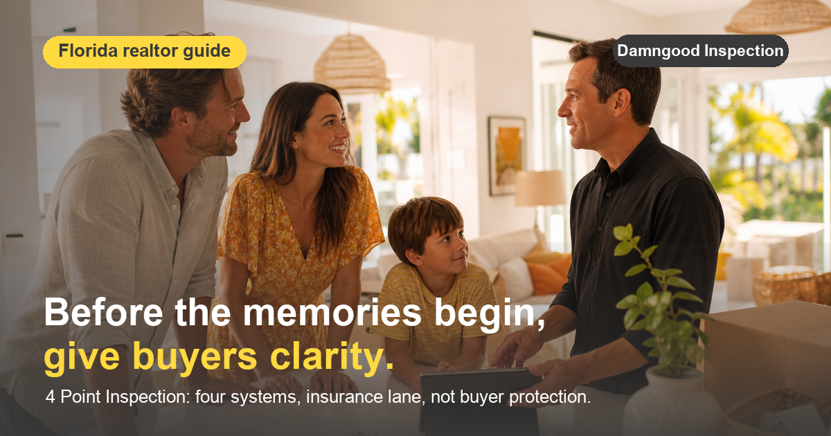 Florida real estate agent guide explaining that a 4 Point Inspection does not replace a Pre-Purchase Inspection